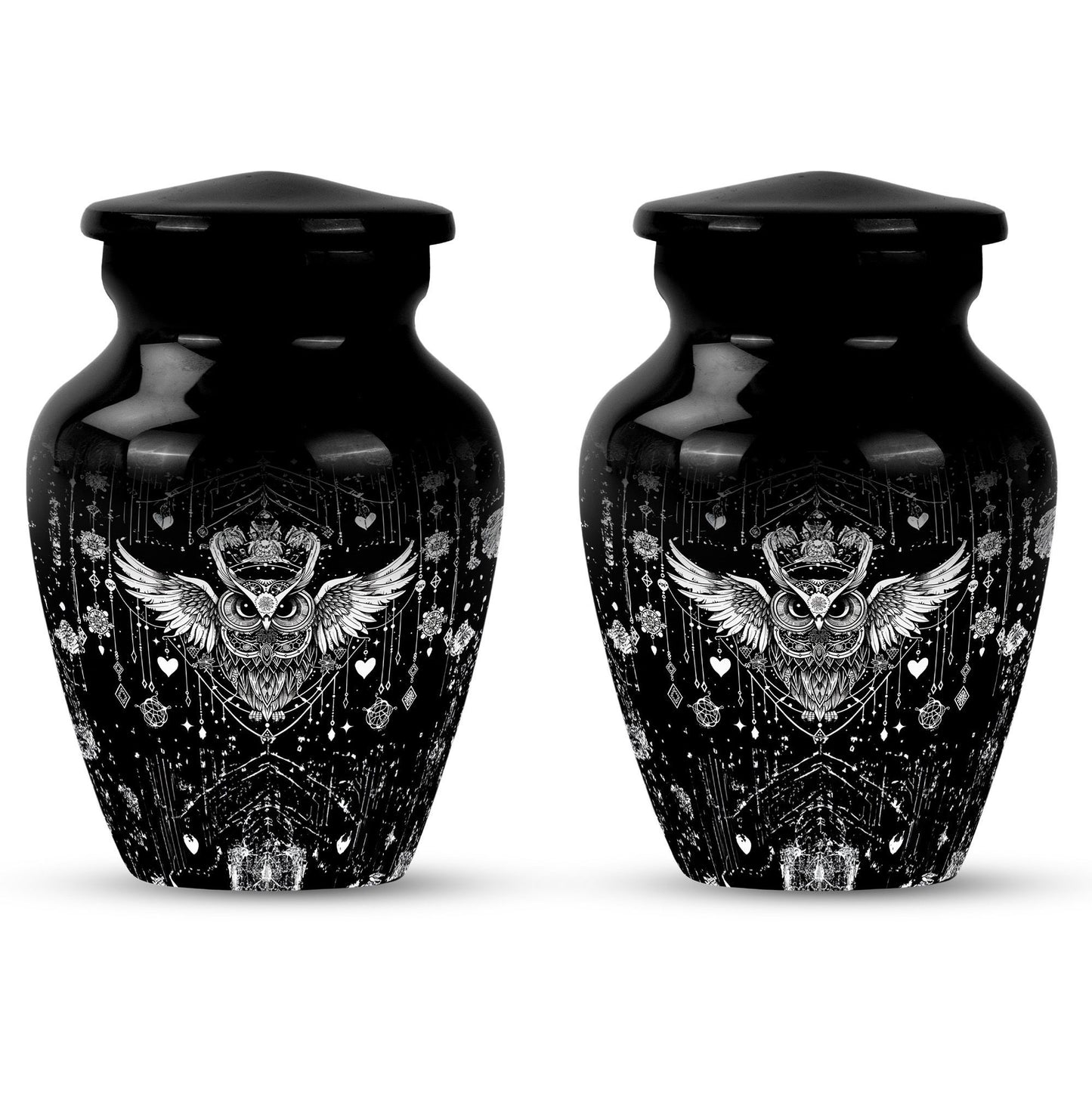 Classic 10-inch owl urn for cremation, aluminum-made
