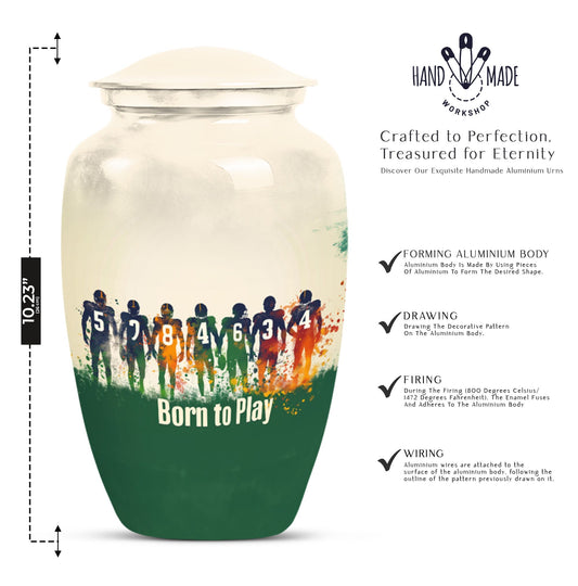 Classic 10-inch football urn for burial ashes.
