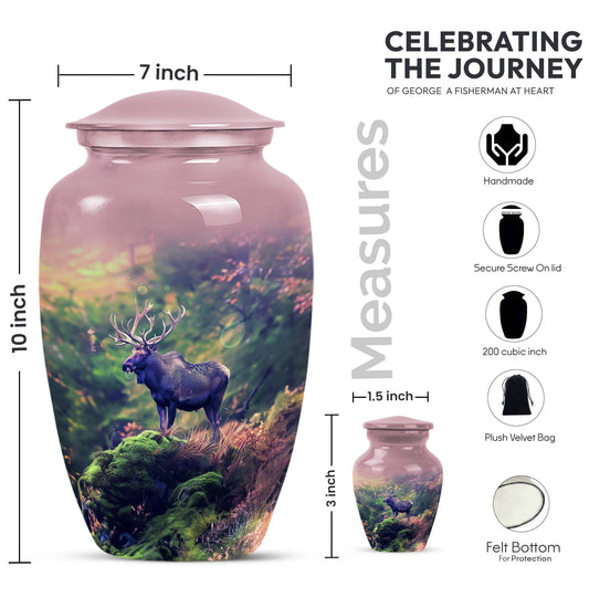 Classic 10-inch abstract moose walking urn.