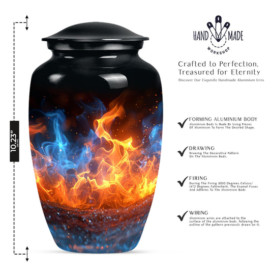 Classic fire urn, 10-inch aluminum memorial urn for ashes