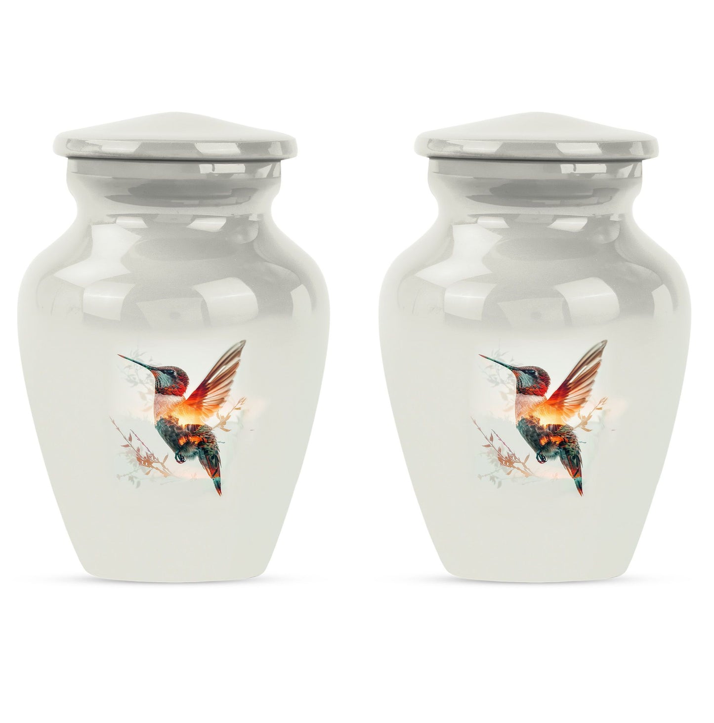 10-inch humming bird Urn, adult female memorial urn.