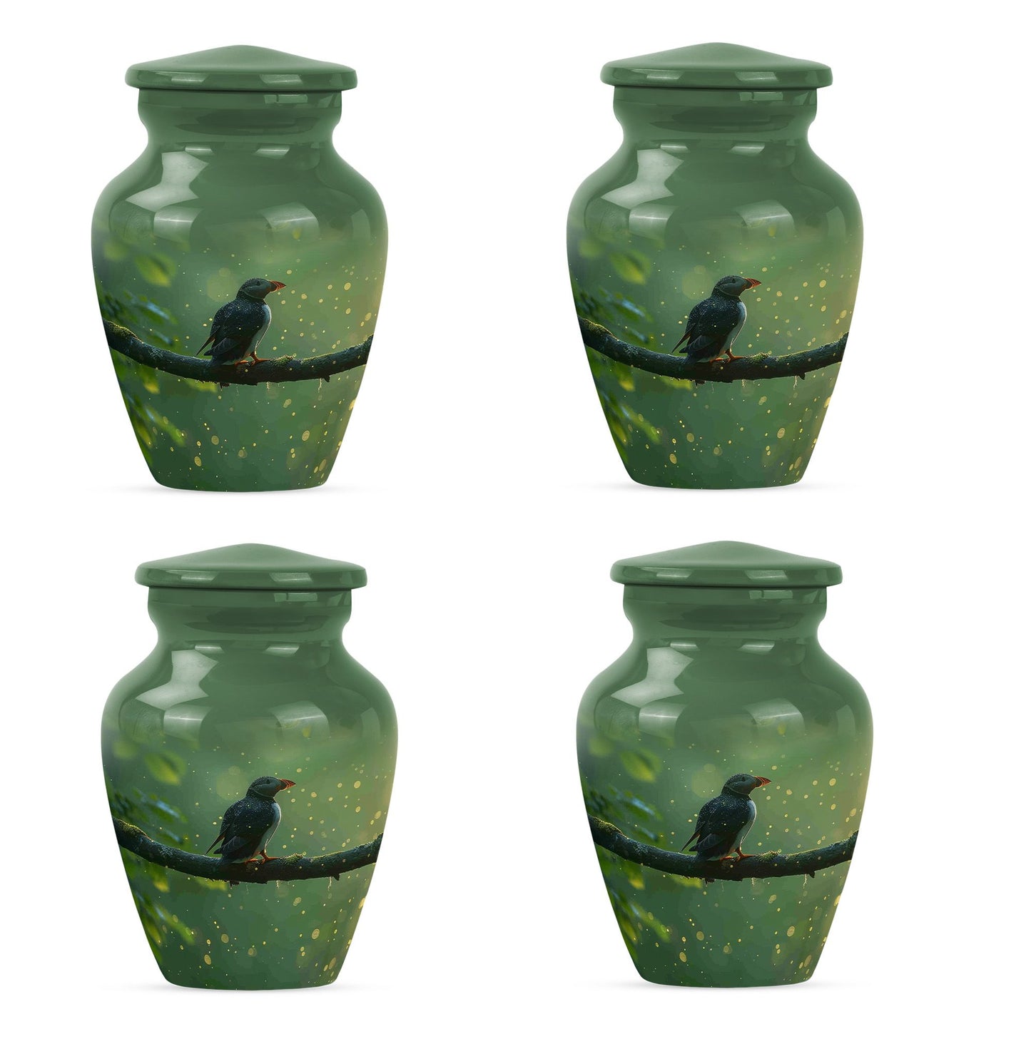 10-inch puffin bird urn.