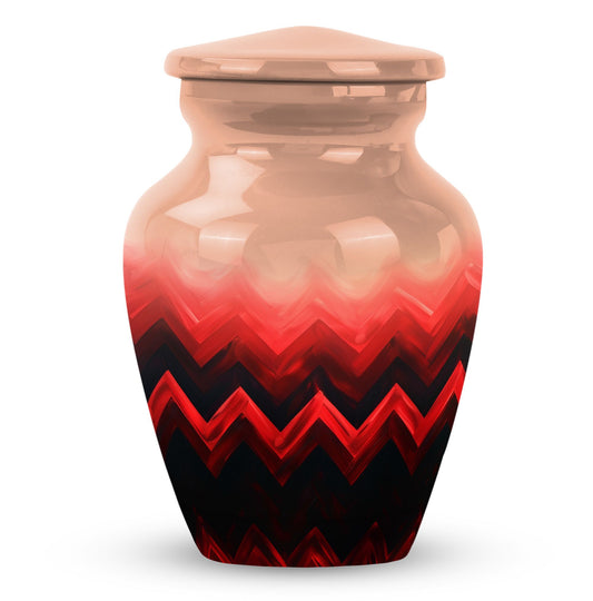 Zigzag Pattern Keepsake Urn For Ashes - Abstract Funeral Urn For Adults