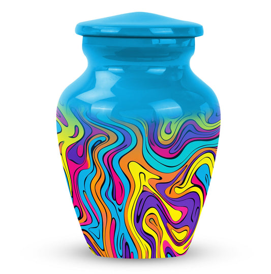 Artistic Swirly Pattern Urn For Ashes Memorial - Colorful Cremation Ashes Urn