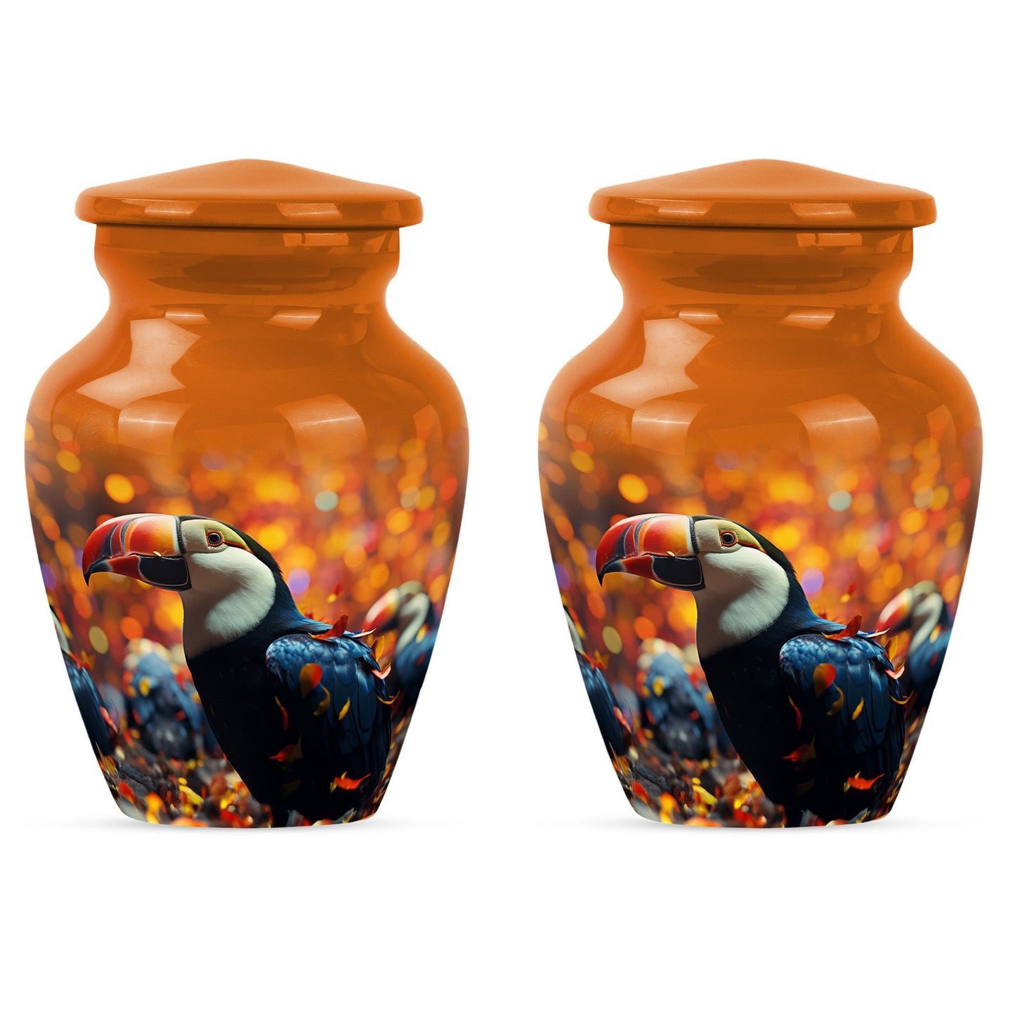 Toucans Urn, large cremation urn.