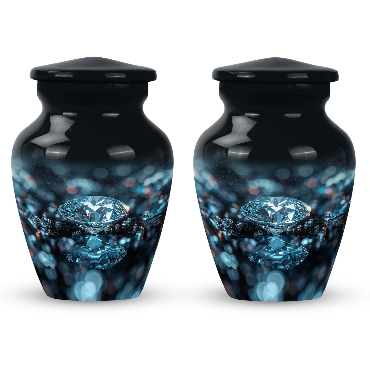 10-inch classic diamond aluminum urn for cremation ashes.