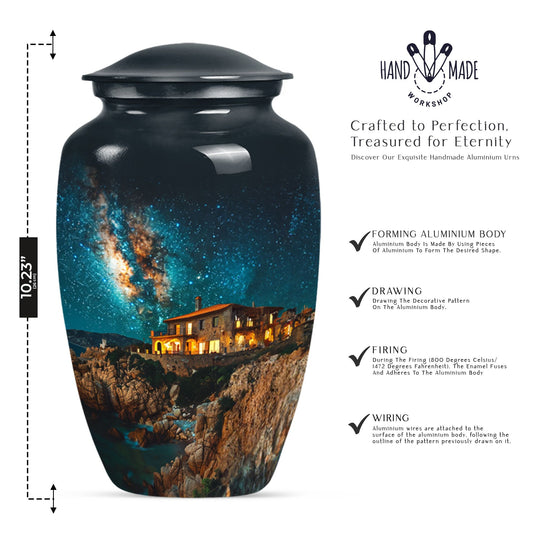 Classic Galaxy Urn made of aluminium suitable as memorial.