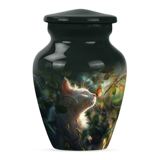 White Cat Urns For Funeral - Cat Memorial Urn