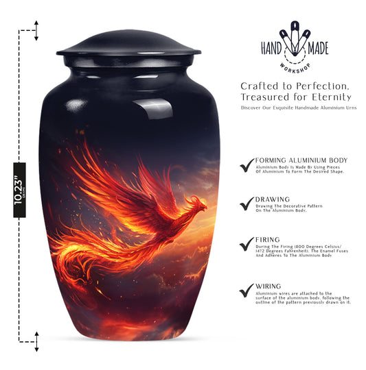 10-inch Phoenix Bird Cremation Urn For Adult Ashes.