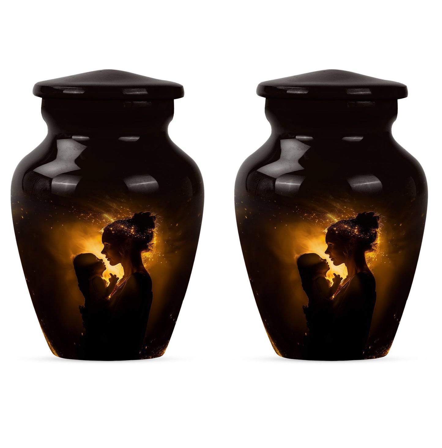 Classic aluminium urn designed for memorializing.