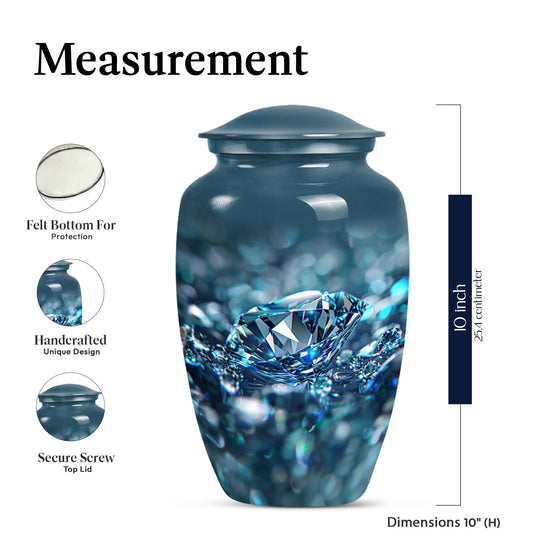 Classic 10 inch diamond urn for male cremation.