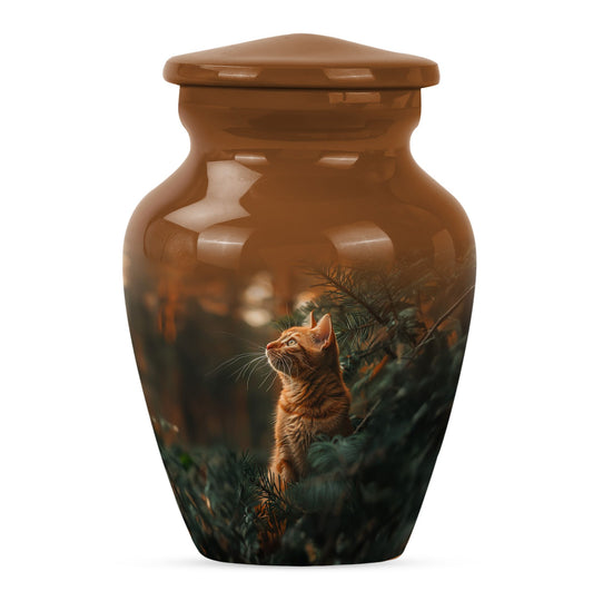 Orange Cat Urn Funeral For Ashes Funeral - Ashes Memorial Urn