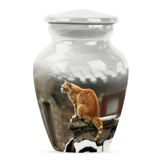 Orange Cat Keepsake For Ashes Funeral - Ashes Urn For Ashes