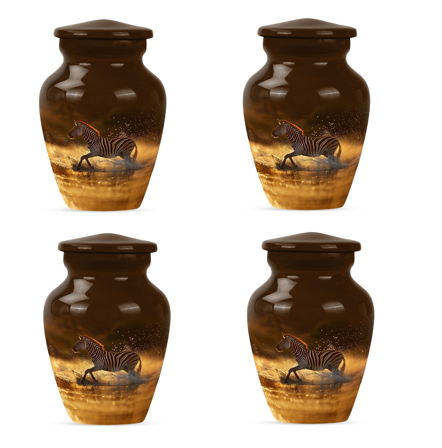 Zebra urn for women's cremation, personalized