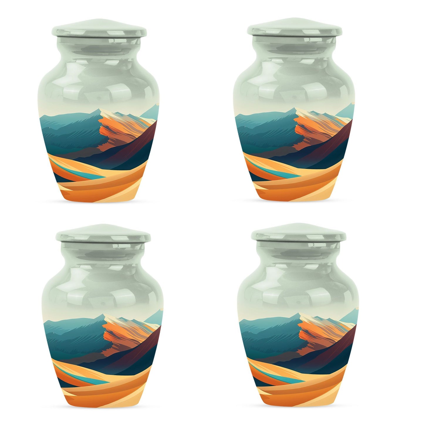Classic 10-inch mountains urn made of aluminium for dad's cremation ashes.