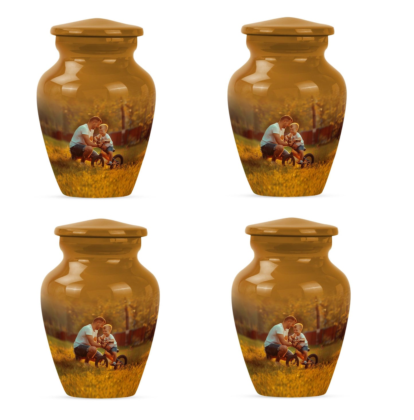 Classic 10-inch Aluminum Father Urn for adult ash burial.