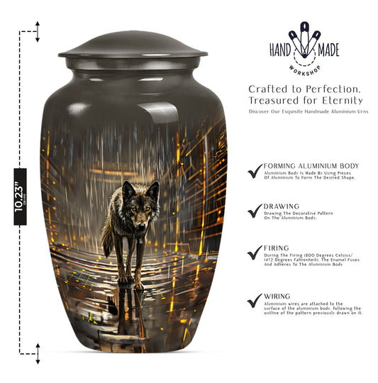 wolf urn for cremation ashes