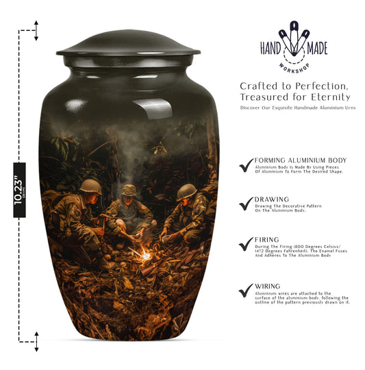 10-Inch classic military urn, memorial adult urn for ashes