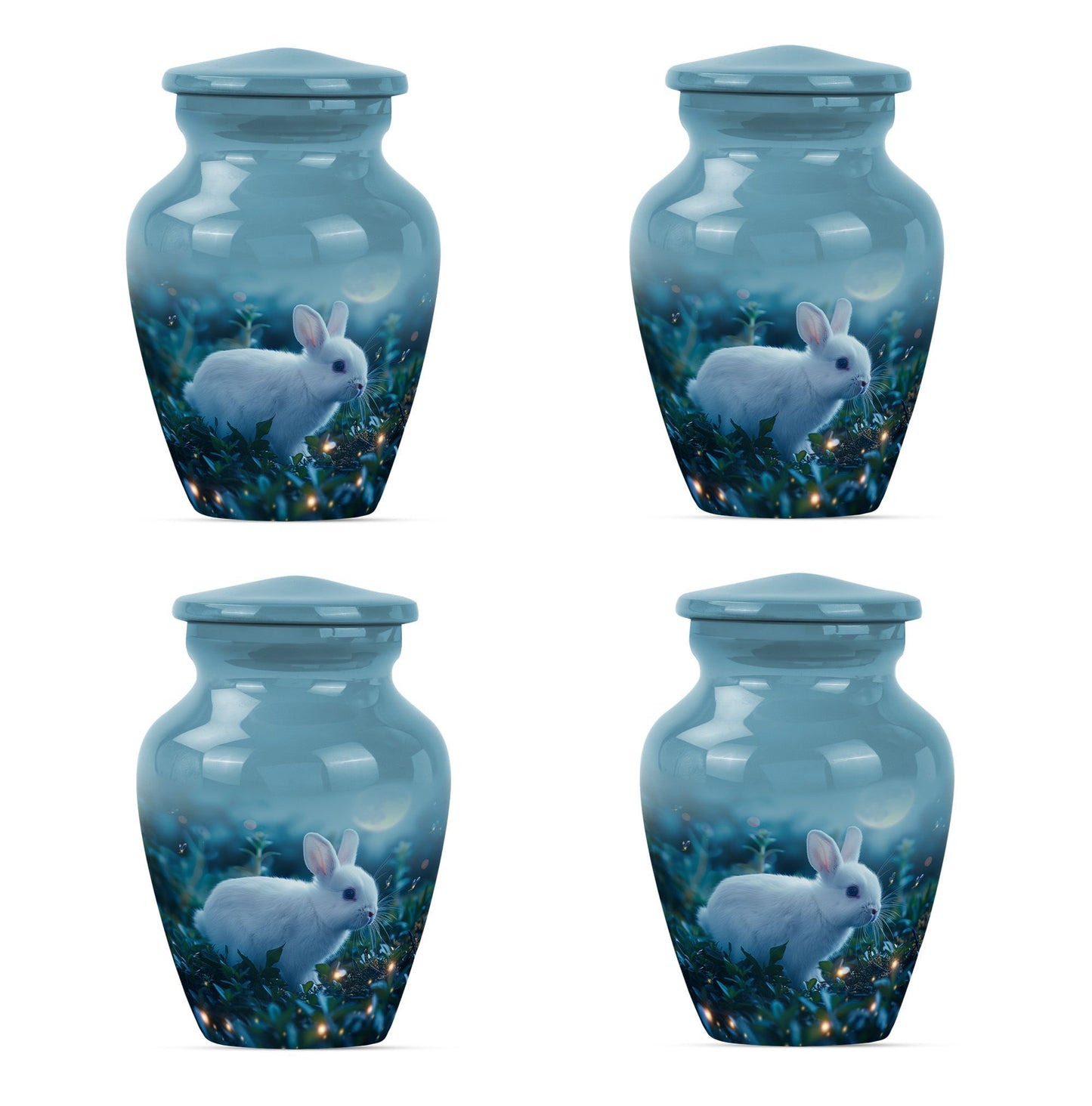 10-inch white bunny moon urn