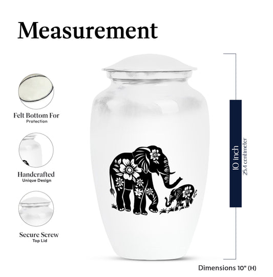 Classic 10 inch abstract aluminium cremation urn.
