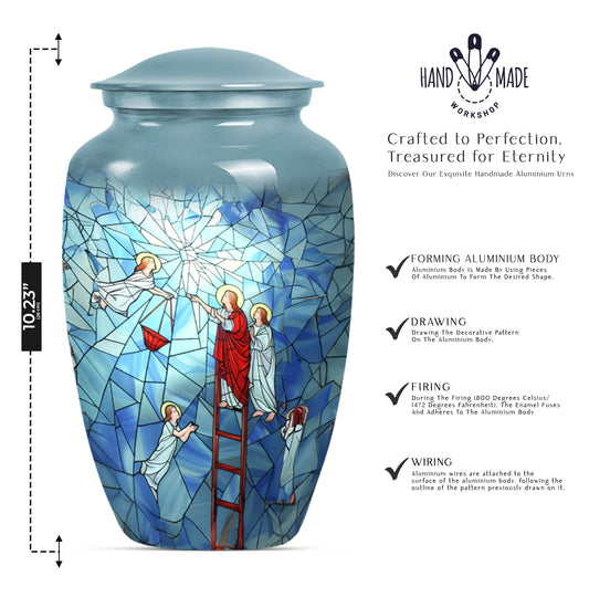 Stained glass classic cremation urn.
