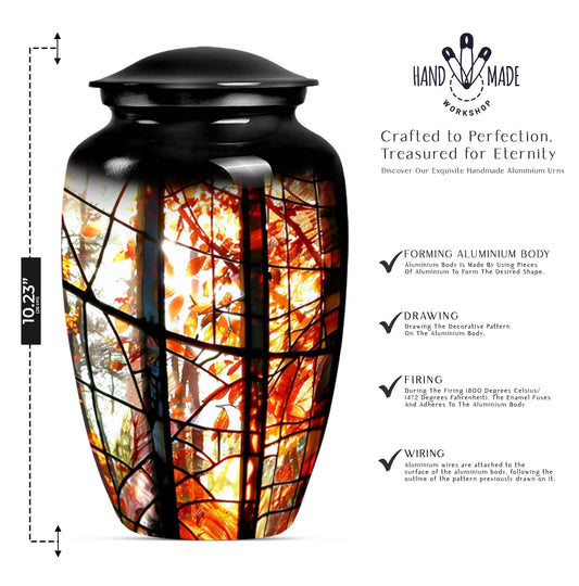 classic stained glass urn for men's memorial, customizable