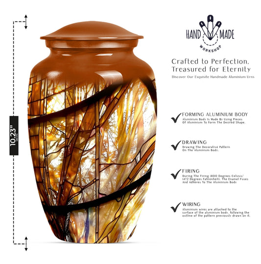 Stained glass classic large urn for men ashes.