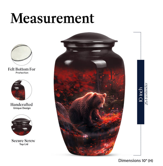 Classic 10-inch aluminium Large Bear Urn for cremation ashes