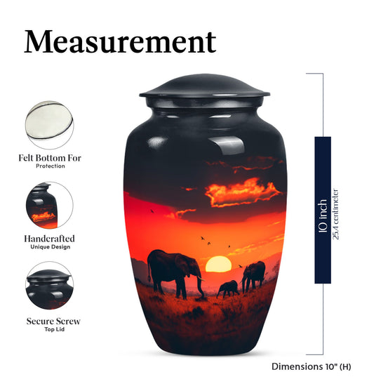 10-inch classic elephant family urn with engraving option,