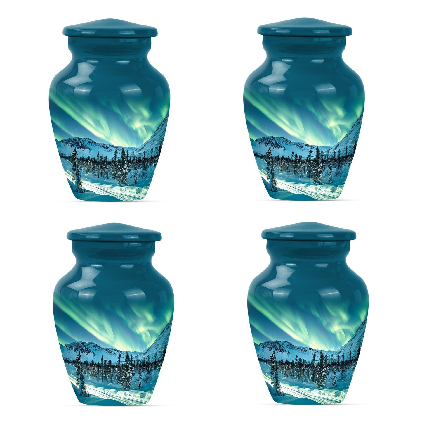 10-inch aluminium Northern Lights Urn for human ashes.