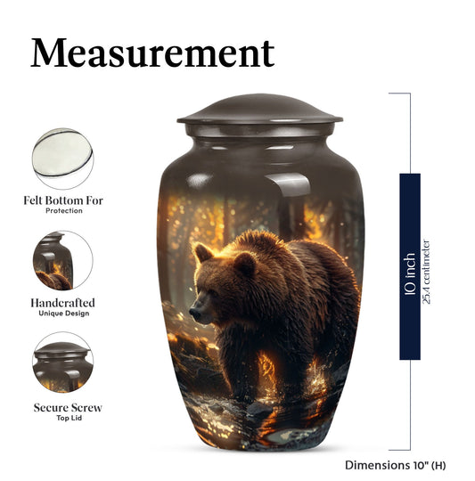 Large classic Bear Urn in Purple Meadow theme.