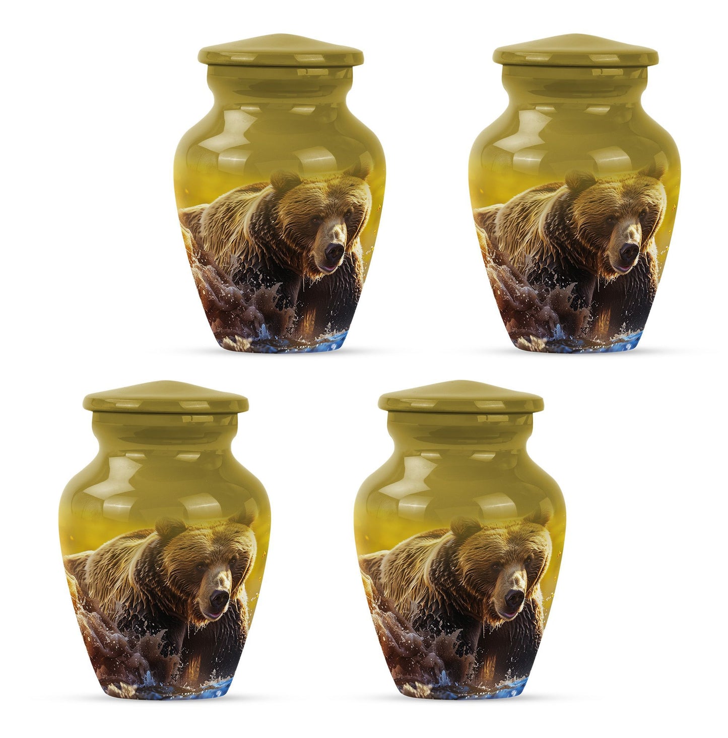 Classic Bear Urn in Purple Meadow theme.