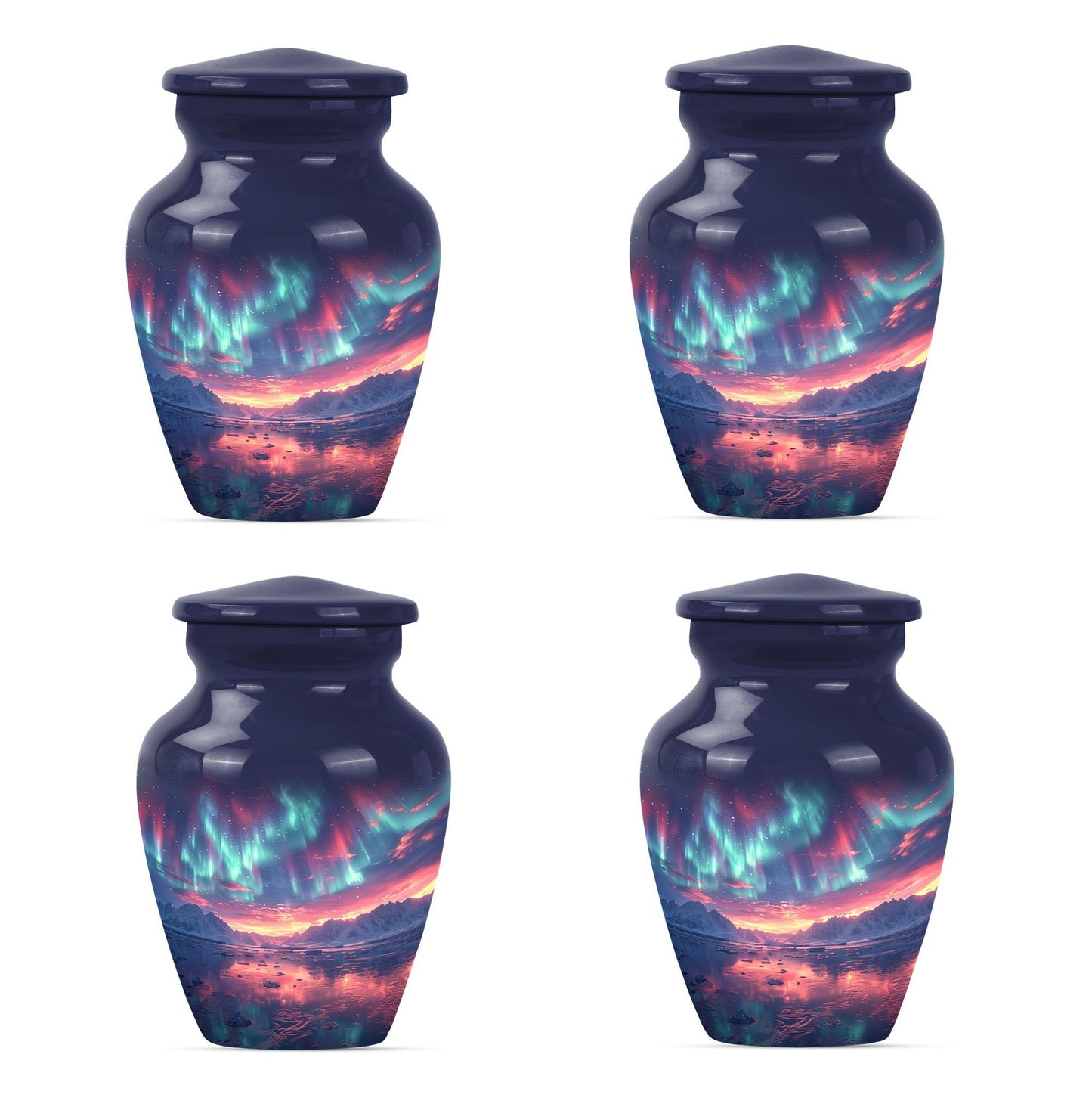 Classic 10 inch cremation urn themed as Purple Meadow.