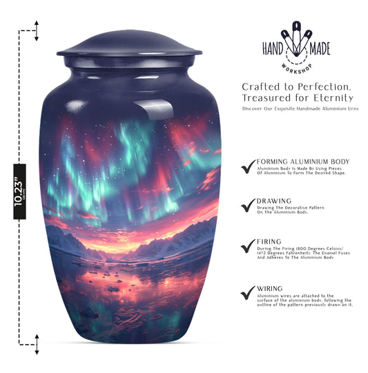 Classic 10 inch cremation urn themed as Purple Meadow.