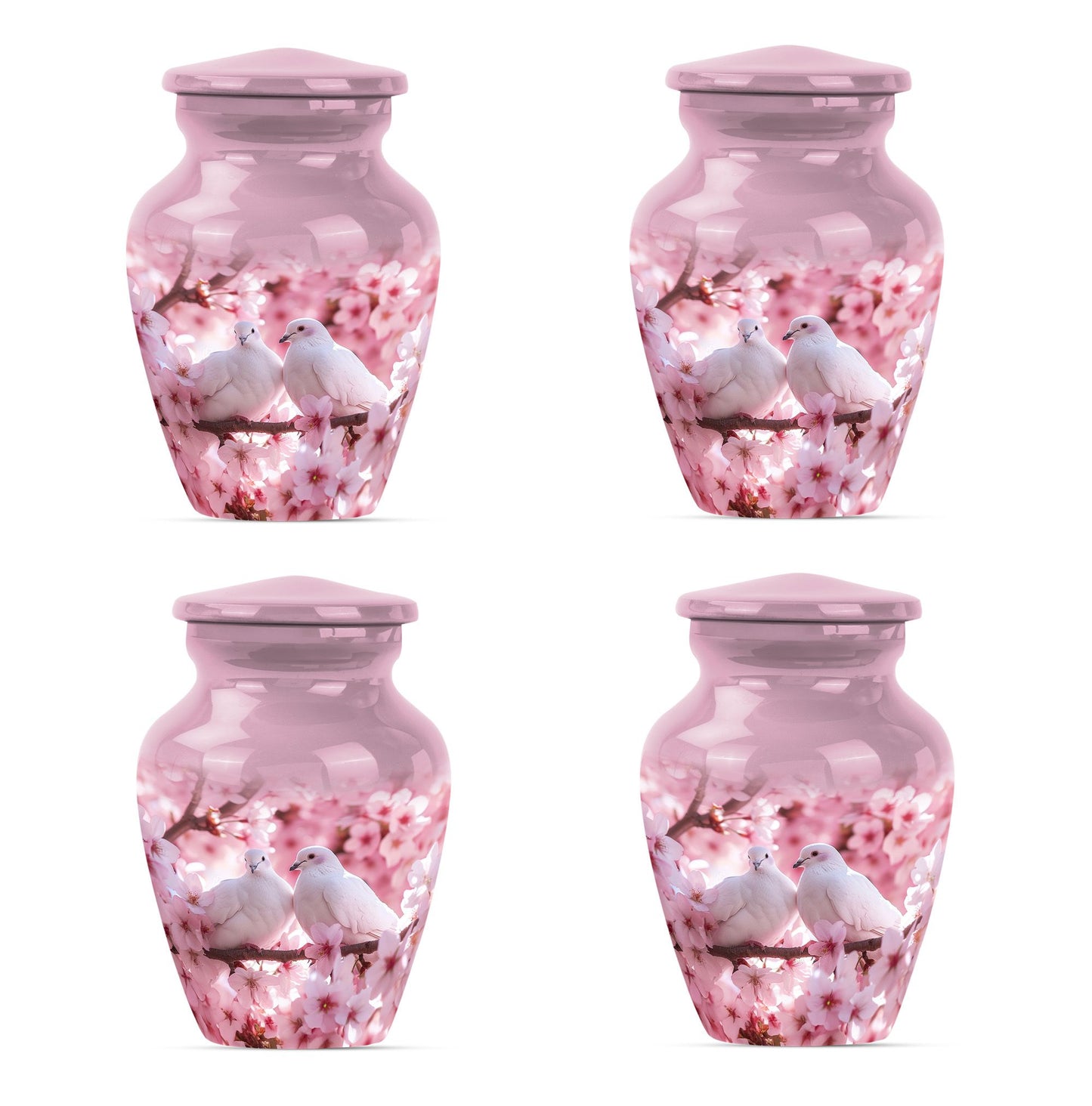 classic dove urn in purple meadow theme.
