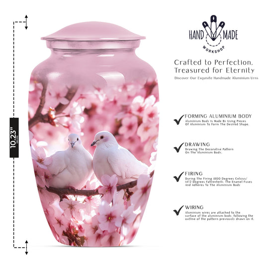 classic dove urn in purple meadow theme.