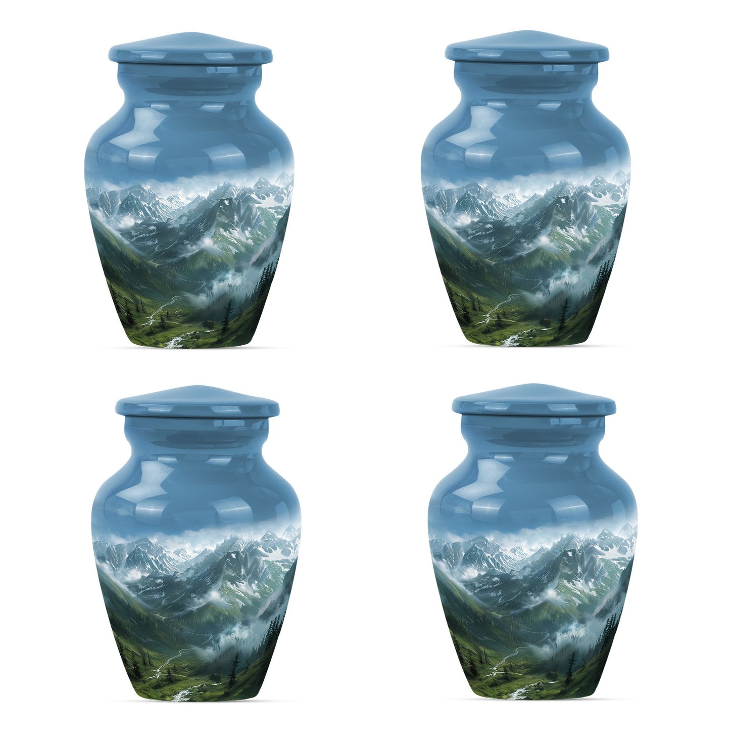 Purple Meadow theme, MOUNTAINS Urn 10 inch.