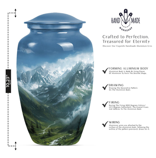 Purple Meadow theme, MOUNTAINS Urn 10 inch.