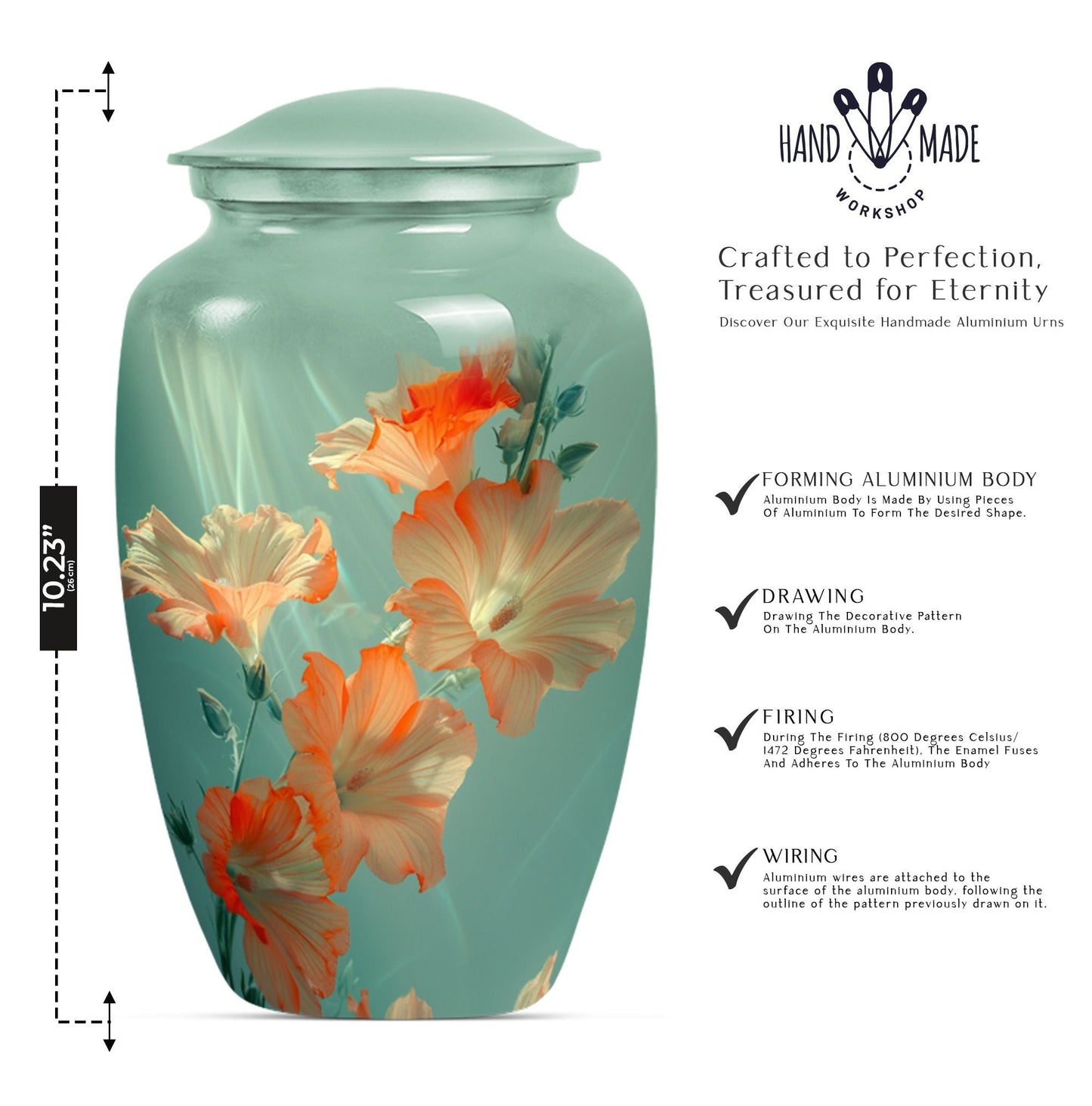 Personalized Fish Memorial Urn for Pet Ashes - 10-inch, 200 cu in - Yatskia