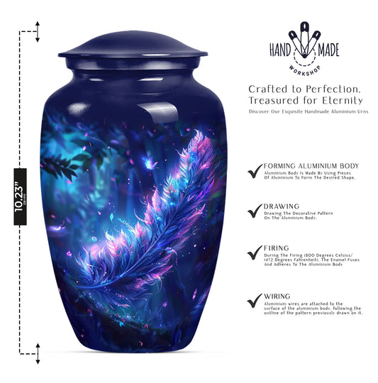purple meadow themed large feather Urn.