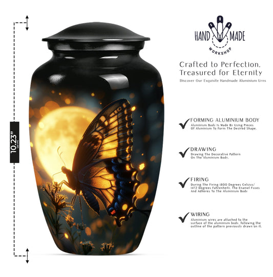 Classic 10 inch butterfly urn in Purple Meadow theme.