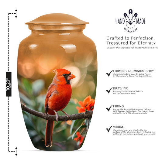 Classic 10 inch aluminium urn depicting a howling wolf.