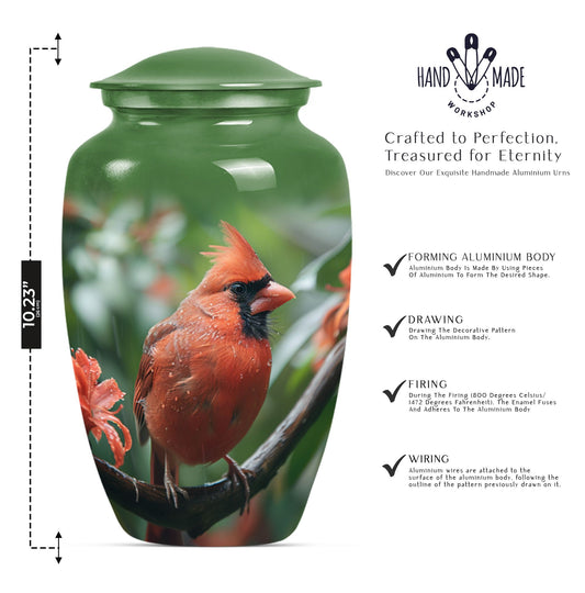 large cardinal bird urn