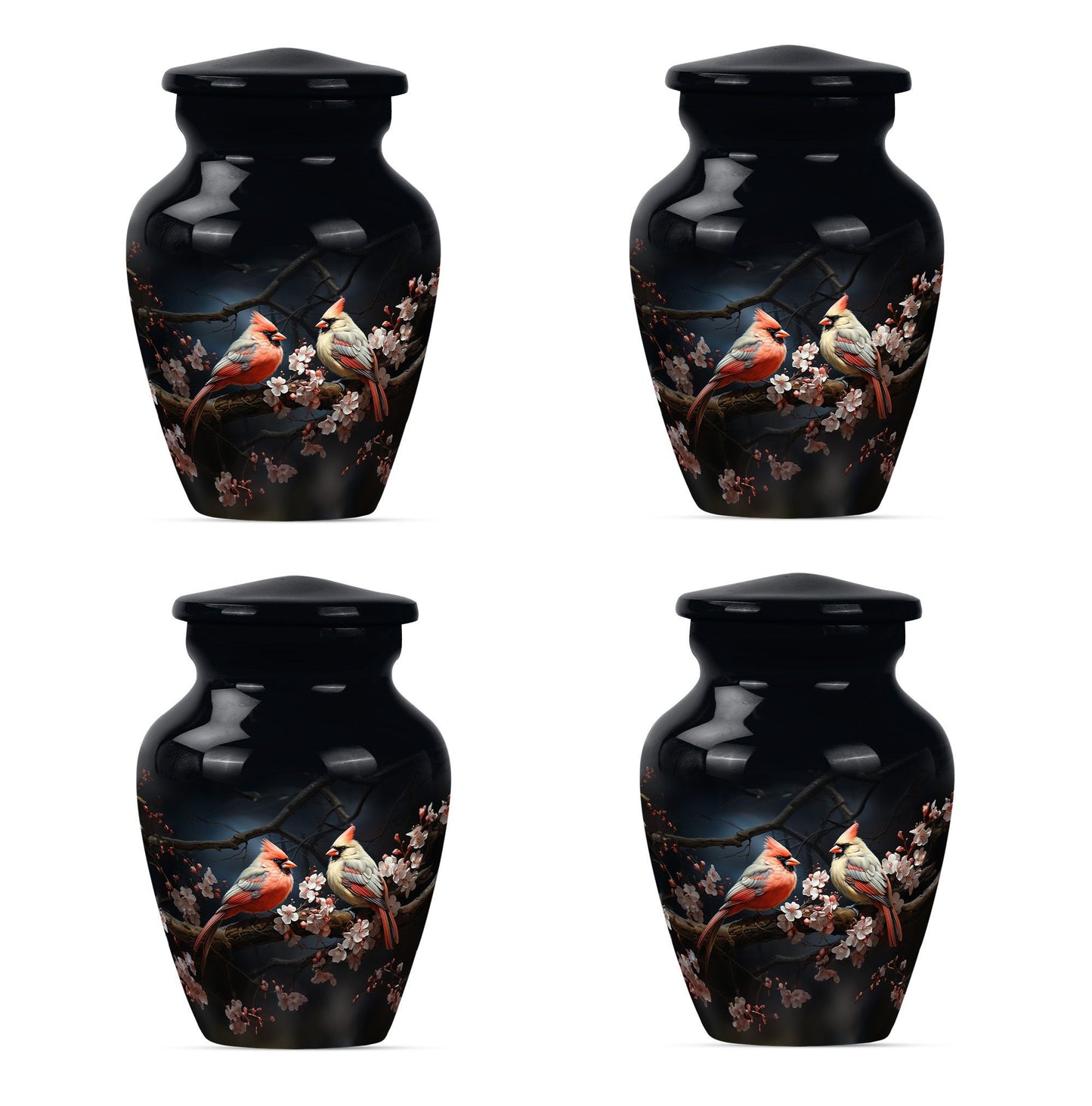 Classic cardinal bird urn.