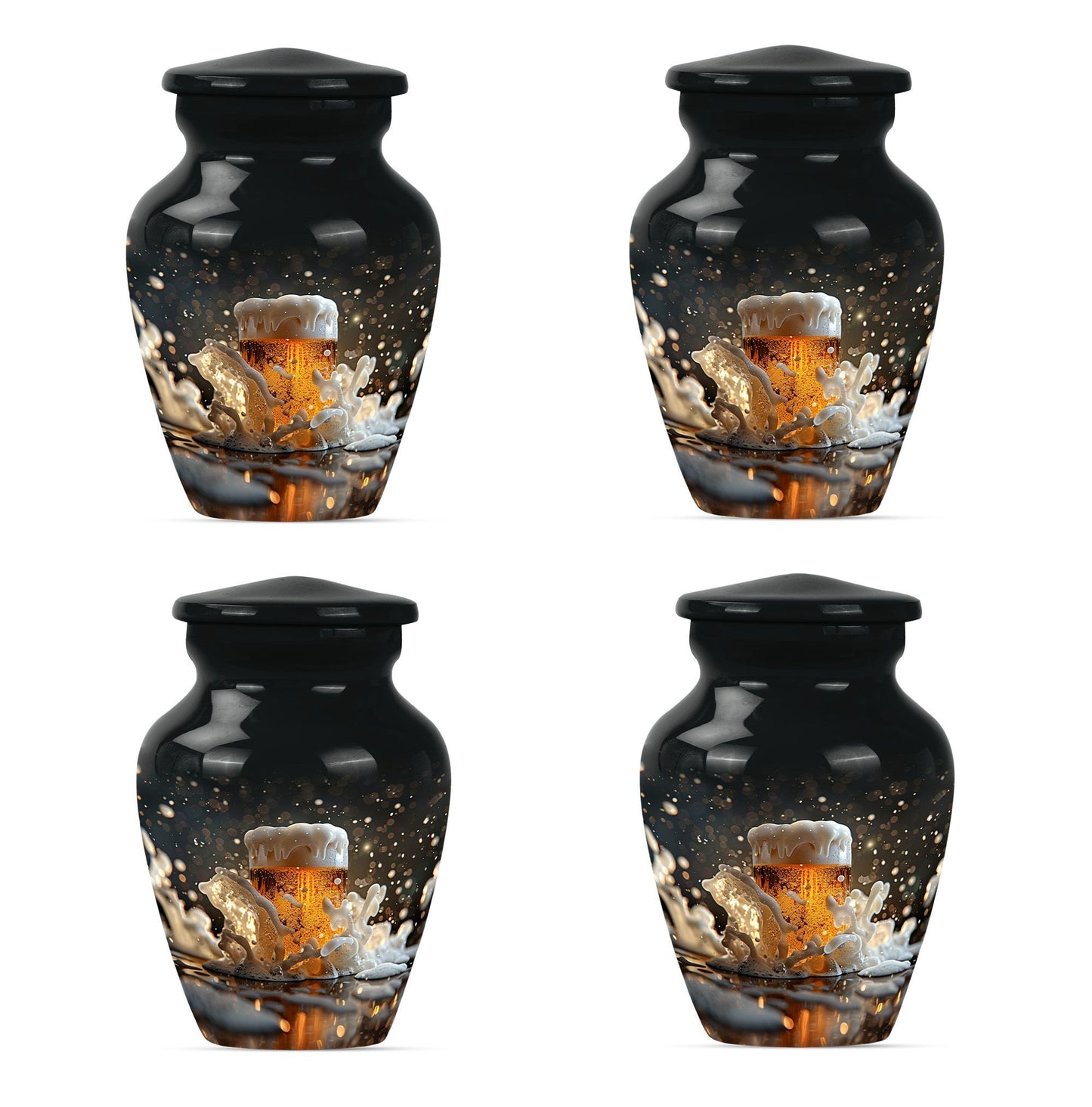 beer urn with wolf howling