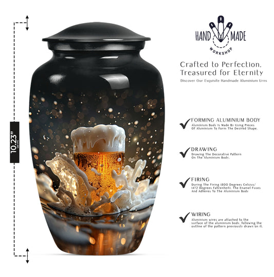 beer urn with wolf howling