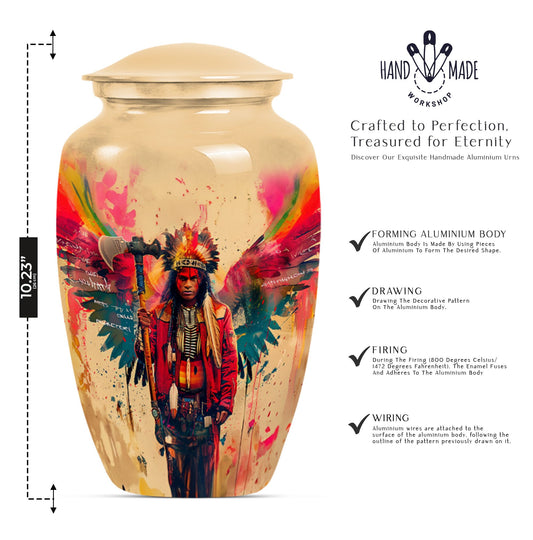 10-inch Tribe Man Urn, Classic memorial ash urn.