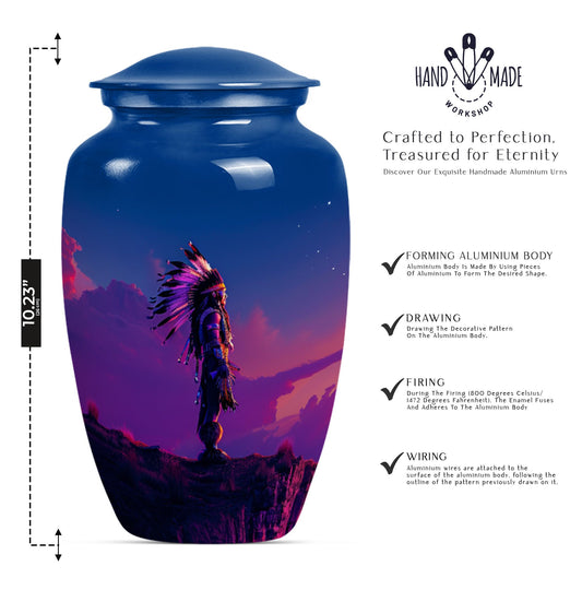 Classic 10-inch howling wolf-themed tribe man urn made