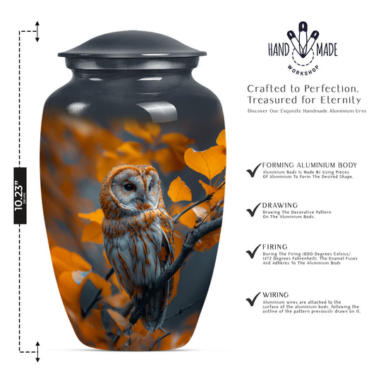 owl urn with wolf howling