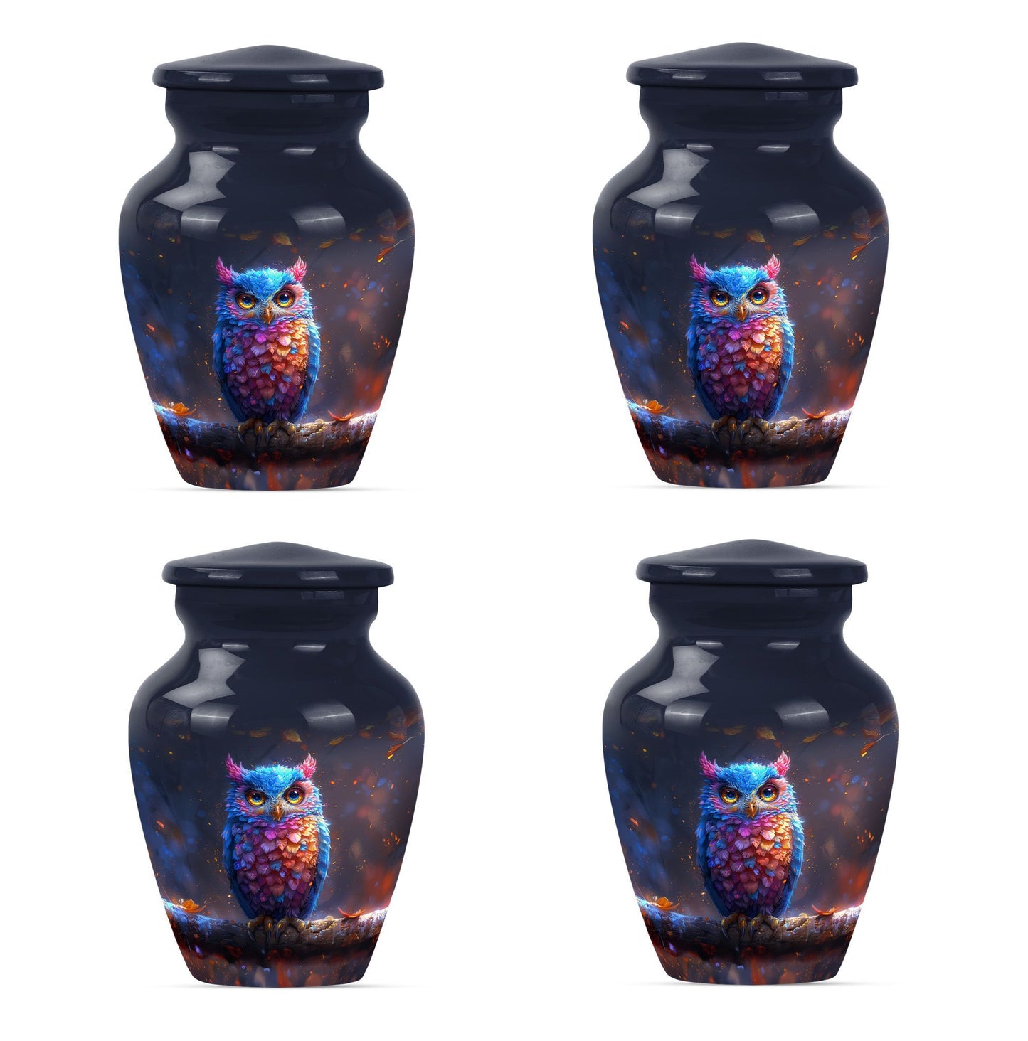 owl urn and velvet pouch, memorial urn for women,